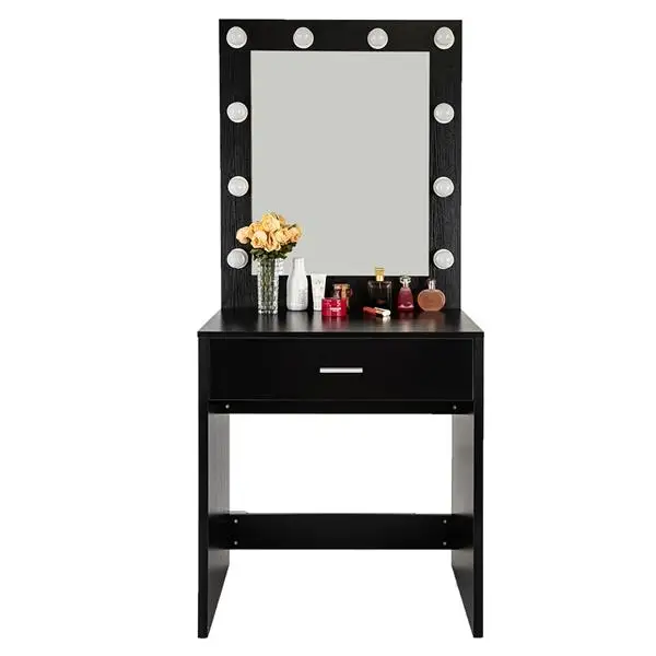 Large Mirror Single Drawer Dressing Table With Light Cannon Warm