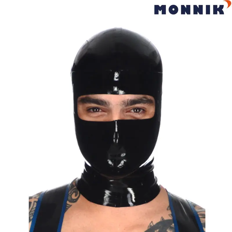 MONNIK latex Latex mask Sexy Black Mask Rubber Hood Open Eye for Party Wear |