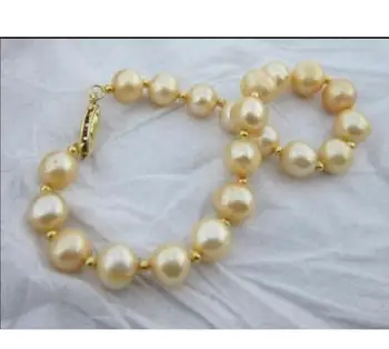 

Jewelry Free Shipping AAA+ 9-10mm NATURAL GOLDEN SOUTH SEA PEARL BRACELET 7.5-8 14K/20 Gold