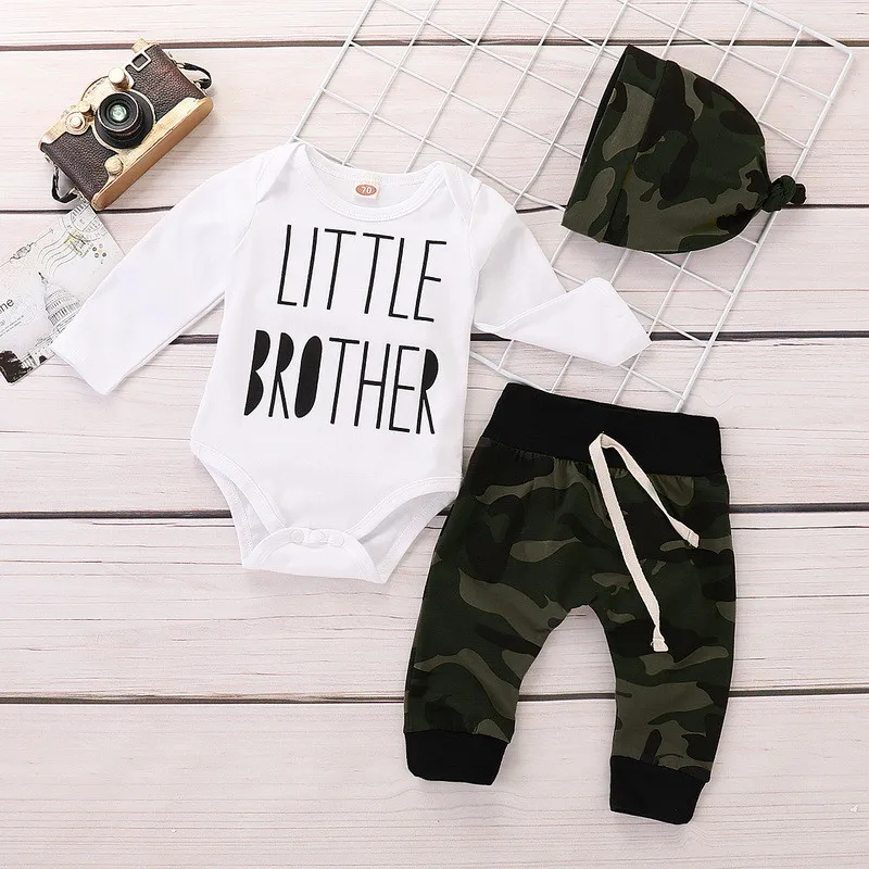 

Autumn Kids Clothes Baby Boy Clothes Set 0-2 Years Winter Warm 3Pcs Bodysuit+Long Pant+Hat Baby Fall Clothing Long Sleeve D30