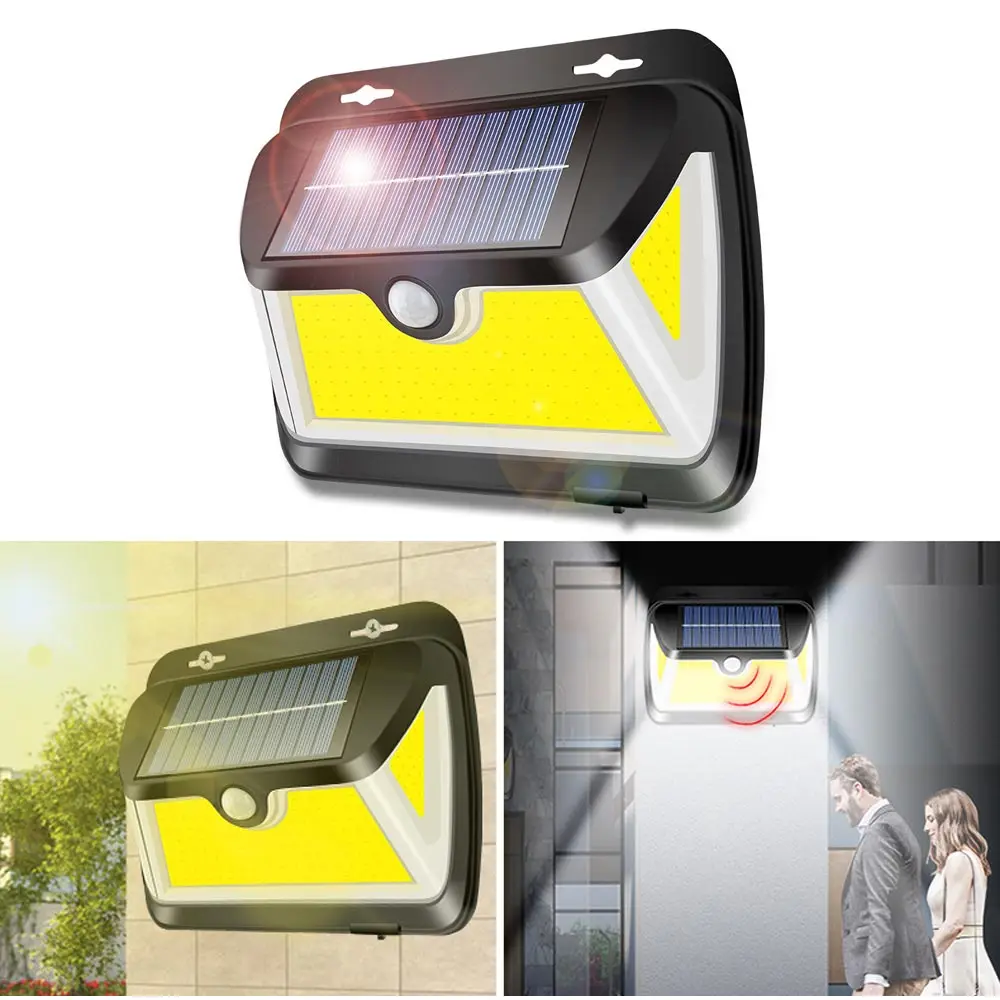 

BRELONG Solar COB Induction Wall Light Three Sides Illuminated Outdoor Waterproof Garden Fence Lighting Street Light