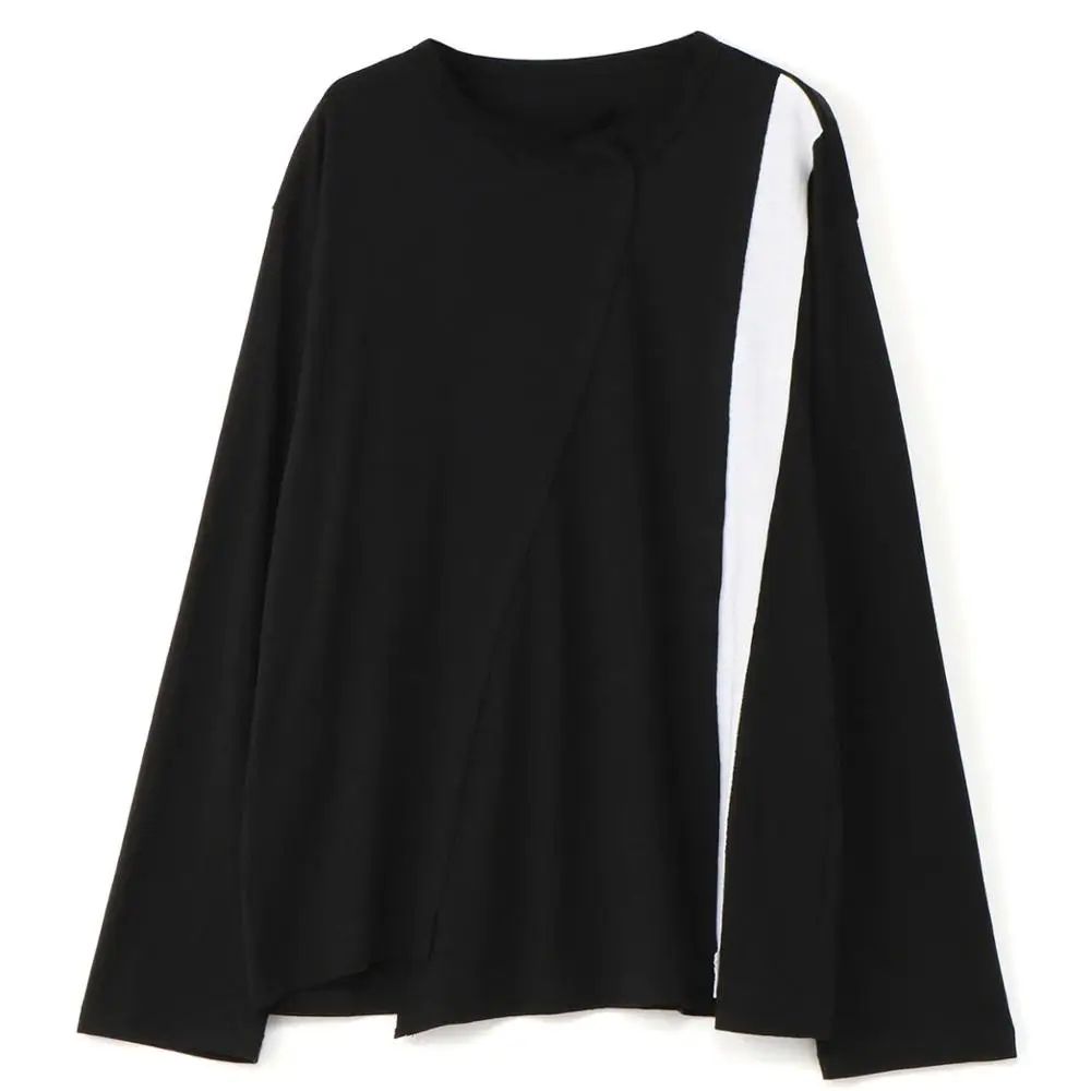 XS-6XL новая мужская одежда стилист волос DJ свободный длинный рукав черно-белая футболка плюс размер певица костюмы
