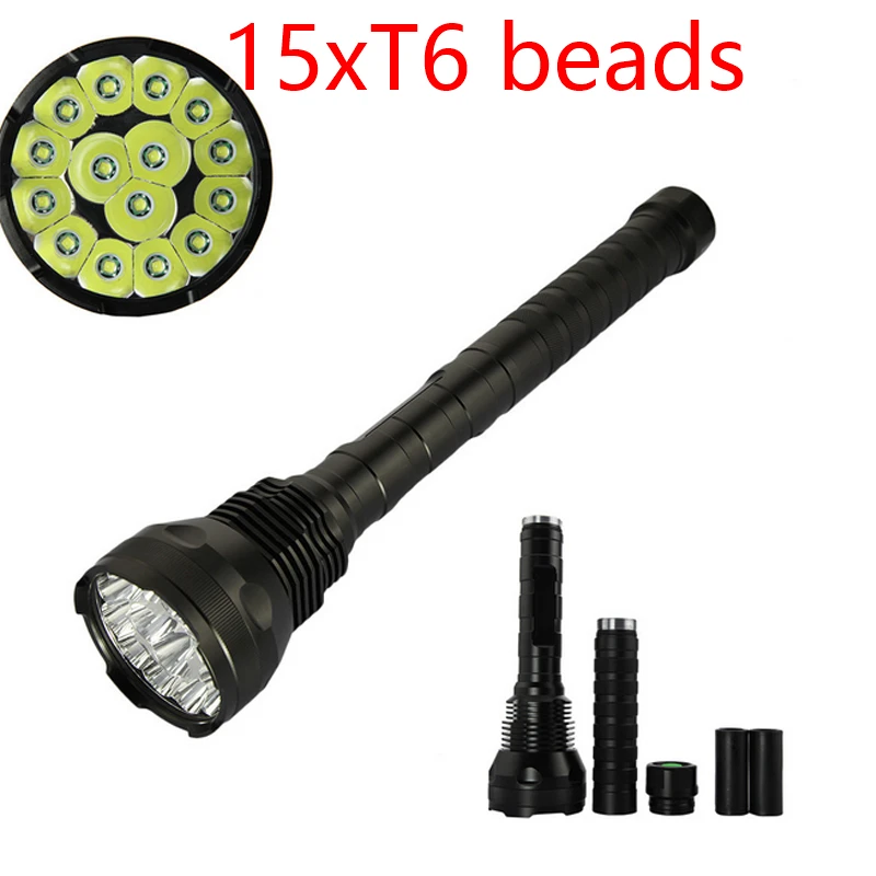 

Ultra bright waterproof 15xT6 18xT6 21xT6 powerful torch 15000-21000lumens light 18650 26650 battery 5 switch modes flashlight