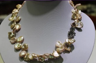 ddh003803 Natural pink Beautiful keshi reborn pearl necklace13x16mm-17.5INCH N Discount A