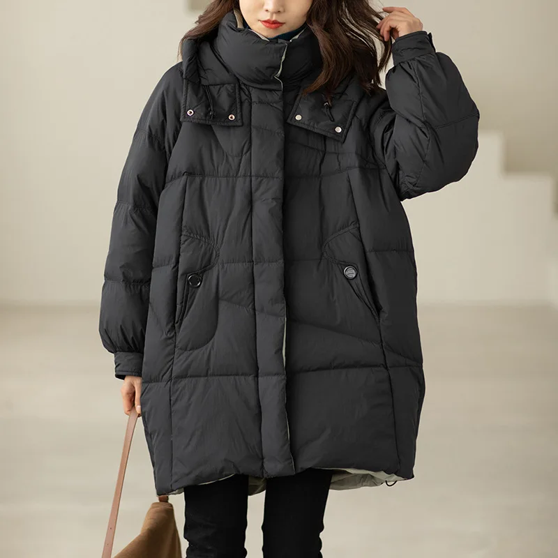 90 White Duck Down Jacket 2021 New All-match Warmth Stand-up Collar Pure Color Casual Fashion Jacket Women