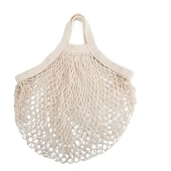 

1PC Eco-Friendly Cotton Hollow Woven Mesh Hand Made Reusable Vegetable Fruit Mesh Bag Shopping Net Bags Photography Prop White