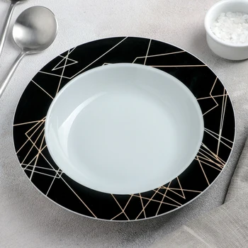 

Soup plate "Cassiopeia" 300 ml, 21 × 3.5 cm, white / black