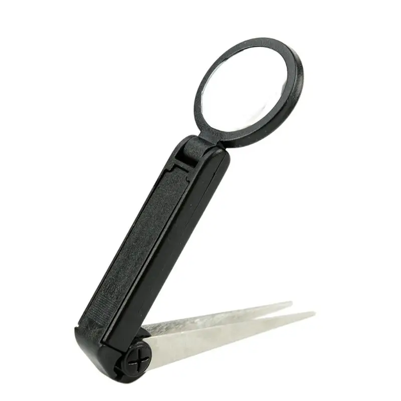 

Foldable Eyebrow Tweezers Illuminated Plier Magnifier 10X with LED Light