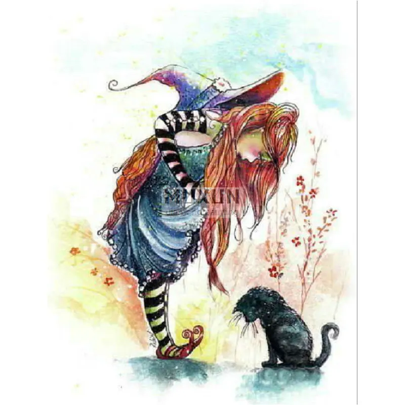 Алмазная вышивка сделай сам картина 5D с изображением кошки диананта клоуна