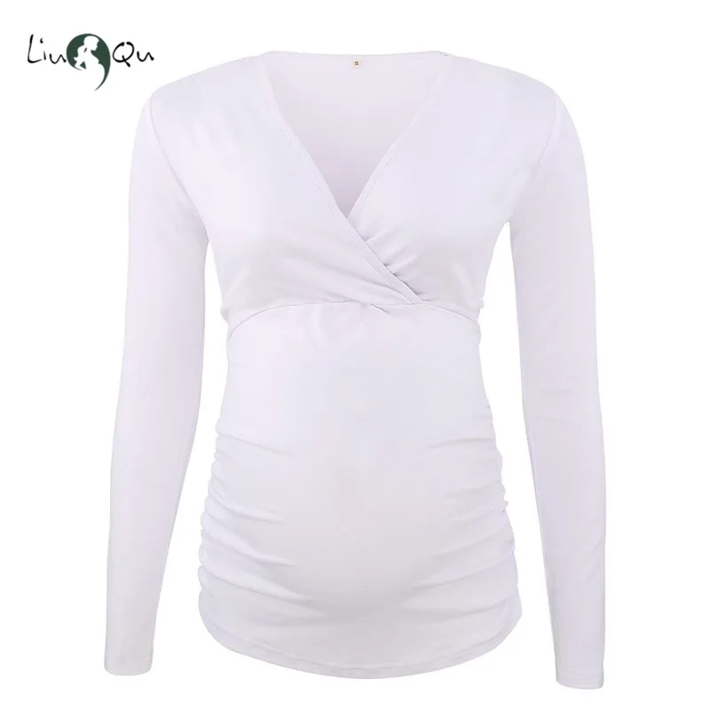 Блузка для беременных, женское свободное повседневное Грудное вскармливание с длинными рукавами, одежда для кормящих и беременных - Цвет: pic