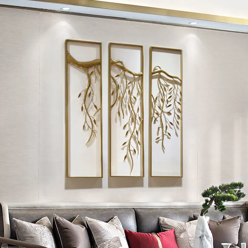 Китайские кованые 3D Золотые растения, настенные Висячие ремесла, украшения дома, гостиной, фотообои для комнаты, украшения для отеля, настенные Стикеры, искусство