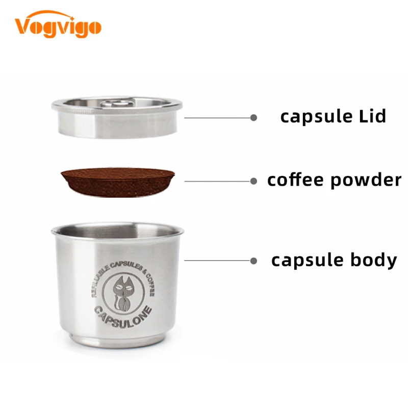 VOGVIGO многоразовая капсула для кофе Pod Resuable капсула, пригодная для Illy кофемашины металлическая кофейная капсула из нержавеющей стали