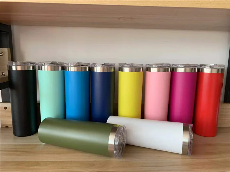 News 20oz 30oz Skinny Tumbler Double Wall Stainless Steel Vacuum Tumbler Vacuum Insulated Straight Cups Flask Beer Coffee Mugs