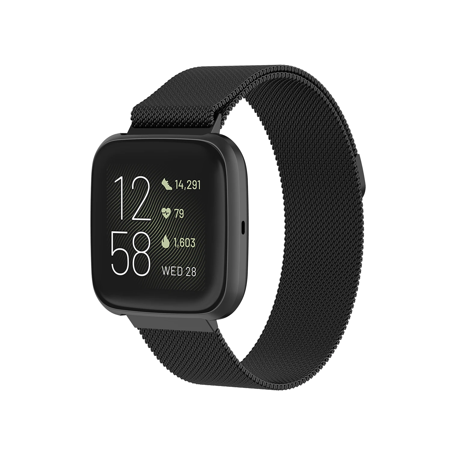 Металлический ремешок из нержавеющей стали для Fitbit Versa 2 ремешок на запястье Миланский Браслет fitbit Lite Verse 2 аксессуары ремешок на запястье - Цвет: Black