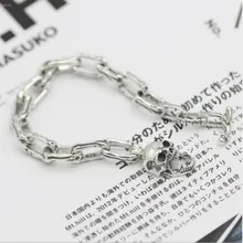 Стиль, S925 чистое серебро, модные трендовые украшения, Ретро тайский серебряный мужской красивый браслет со скелетом