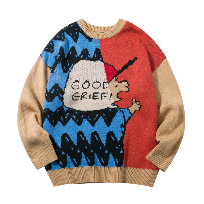 Men's sweater 2019 autumn and winter new Snoopy cartoon pattern sweater couple sweater youth personality fashion men's clothing Men's sweater 2019 autumn and winter new Snoopy cartoon pattern sweater couple sweater youth personality fashion men's clothing