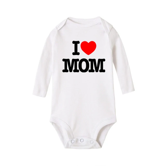 CP039-MOM Детские хлопковые комбинезоны с забавным принтом «I Love Dad Mom», комбинезон с длинными рукавами для маленьких мальчиков и девочек, одежда для новорожденных 0-24 месяцев - Цвет: CP039-MOM
