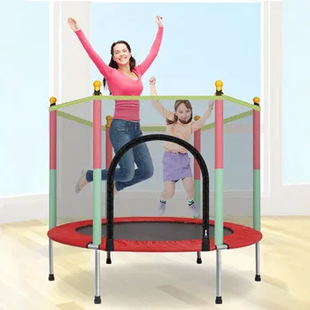 

5FT Hexagonal Muted Fitness Trampoline with Adjustable Handrail for Indoor GYM Jump Sports Adults Kids Safety Trampoline