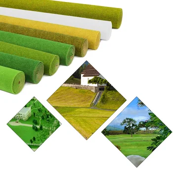 2pcs 0.4mX1m Grass Mat 2mm Thick Model Green Artificial Lawns Turf Carpets for Architectural Scenery Train Layout HO O N scale