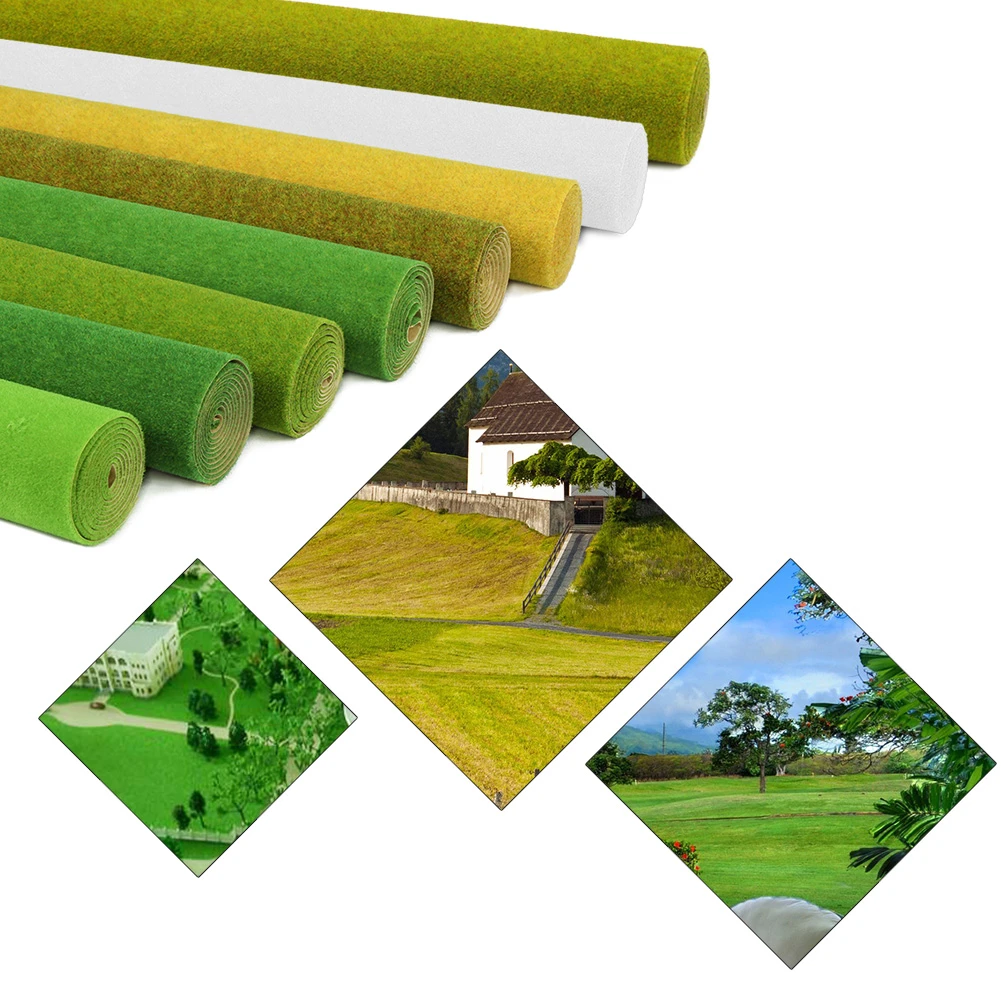 2Pcs Model Grass Mat Artificial Train Grass Mat Lawn Paper for DIY Train 