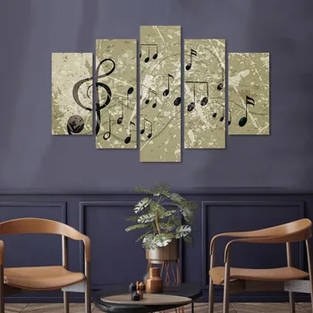

Marble Texture Musical Notes Wall Picture 5 Panel Painting Art Canvas Prints Posters Living Room Modern Home Decor Drop Shipping