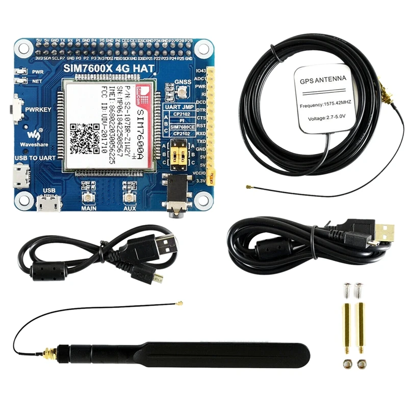 Шляпа Waveshare 4G/3g/2G/GSM/GPRS/GNSS для Raspberry Pi Zero/Zero W/Zero WH/2B/3B/3B, на основе шапки SIM7600X 4G, поддержка Dial-Up
