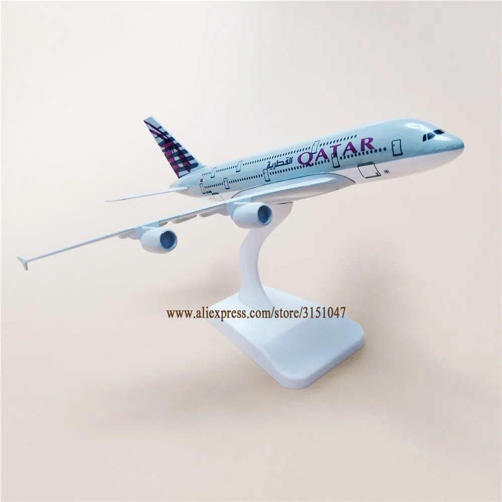 20 см сплав металла Air QATAR Airways A380 модель самолета Катара Airbus 380 модель самолета Стенд самолет подарки