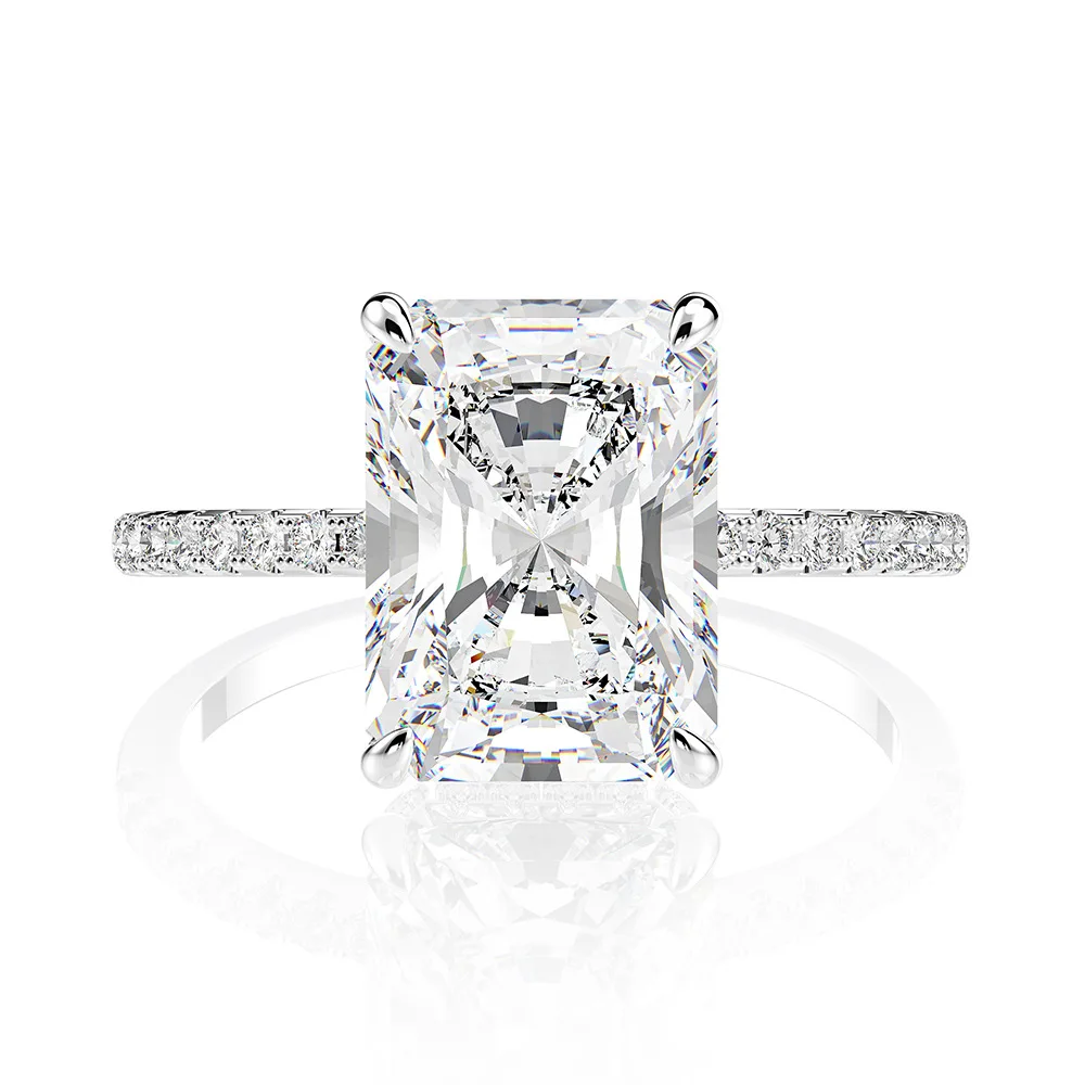 Anel de Noivado Finas por Atacado Wong Chuva Clássico Prata Esterlina 8*11mm Criado Moissanite Pedra Preciosa Casamento Jóias 100% 925 4 High Quality Joias e Acessórios