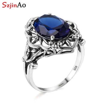 

Wholesale oval cut sapphire crystal & white sapphire 925 silver ring size 5 6 7 8 9 10 charming jewelry gifts
