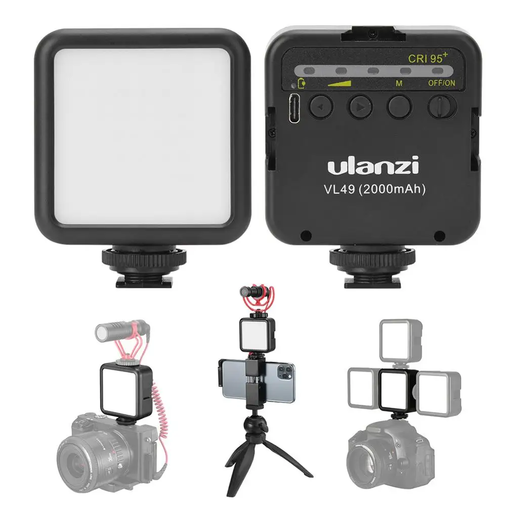 Ulanzi VL49 6W Мини светодиодный светильник для видео 2000mAh Встроенный аккумулятор 5500K