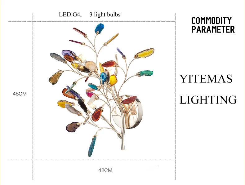 Современный светодиодный настенный светильник из агата красочный агат настенный светильник светодиодный g4 лампа в комплекте 85-265 в фойе прикроватная лампа для спальни
