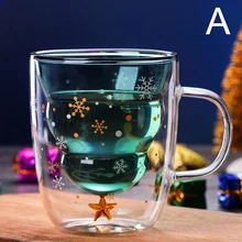 Рождественская елка события чашка звезда воды двухслойные Стеклянные Кружки для коктейля вина DC112