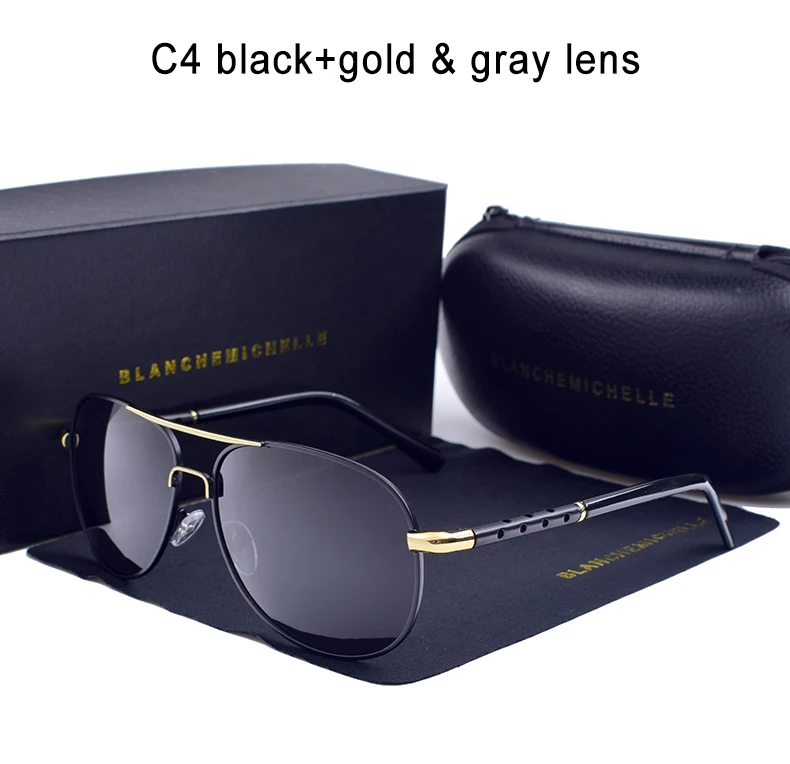 Высококачественные брендовые дизайнерские поляризованные солнцезащитные очки, мужские солнцезащитные очки для вождения, спортивные мужские модные солнцезащитные очки с коробкой - Цвет линз: black gold