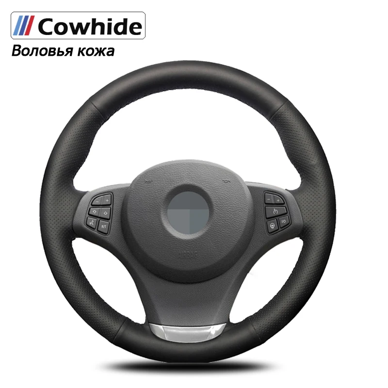 Handsewing Black Genuine Leather Steering Wheel Covers For BMW E83 X3