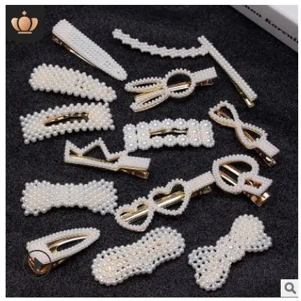 

Fashion Pearl Hair Clip Snap Button Hair Pins for Women Sweet Pearl Hairpin Hair Clips Jewelry Lady Barrette Stick