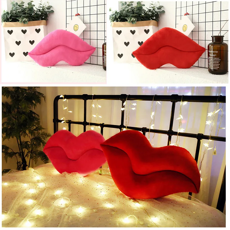 Creative Pink Red Lips Shape Cushion Home Decorative Throw Pillow Sofa Waist Pillows Home Textile Decor Valentine Gift