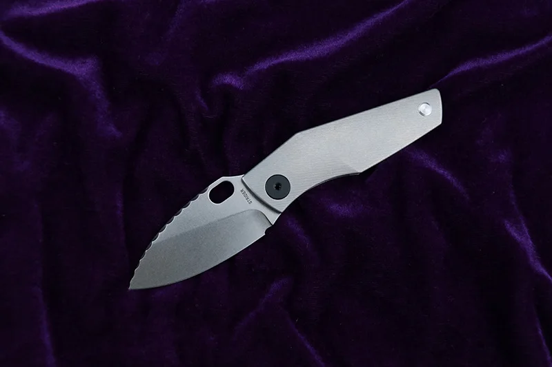 LEMIFSHE SJ75 складной нож D2 лезвие TC4 Титан CF G10 Ручка медная стиральная машина открытый кемпинг нож для фруктов EDC - Цвет: TI