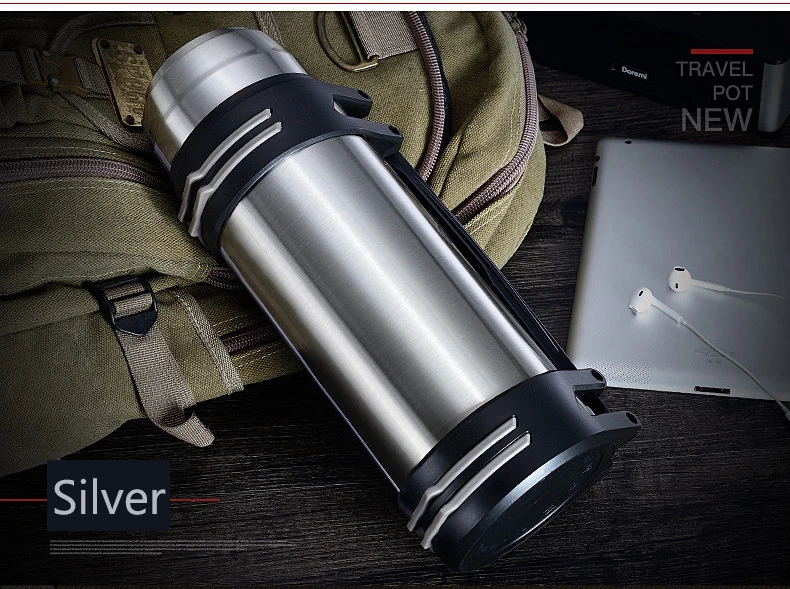 1.2L~ 3LThermos мода на каждый день на открытом воздухе автомобильной Нержавеющая сталь термос для воды Портативный изоляционный вакуум фляга