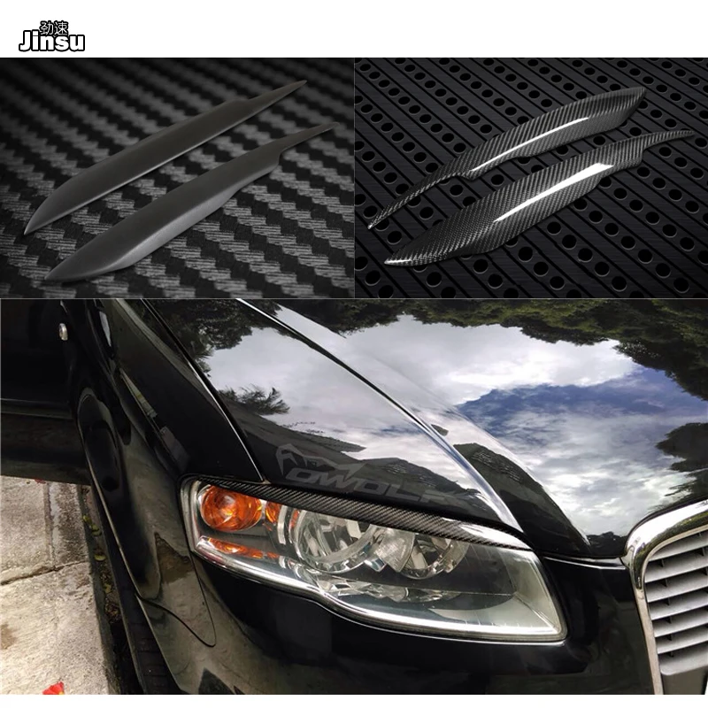 Углеродное волокно накладка на переднюю фару наклейка для Audi A4 B7 2005-2008