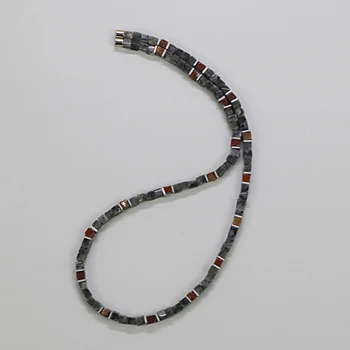 

2020 Natural Square Spectrolite Stone Surfer Necklace For Men Beaded Choker Necklace Women Gift For Her Gift For Him DX-02