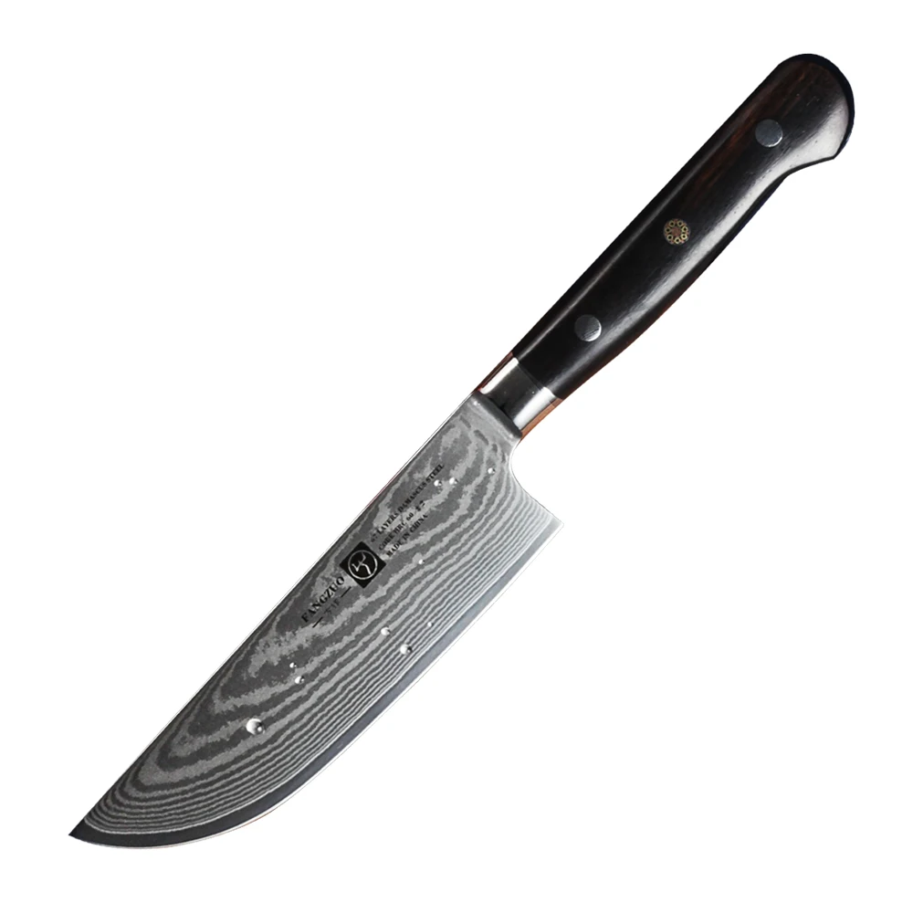 Utility Knife FANGZUO 3 шт. набор дамасских кухонных ножей VG10 японский стиль для очистки овощей утилита Nakiri поварской нож для тонкой нарезки с эбеновой ручкой Кливер - Цвет: Utility Knife