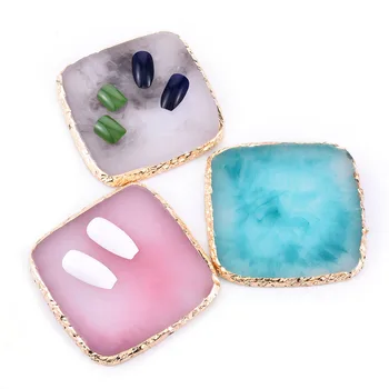 

1 Pc Resin Stone Color Palette False Nail Tips Drawing Nail Color Palette for Nail Color Mixing Display Manicure Polish Gel Tool