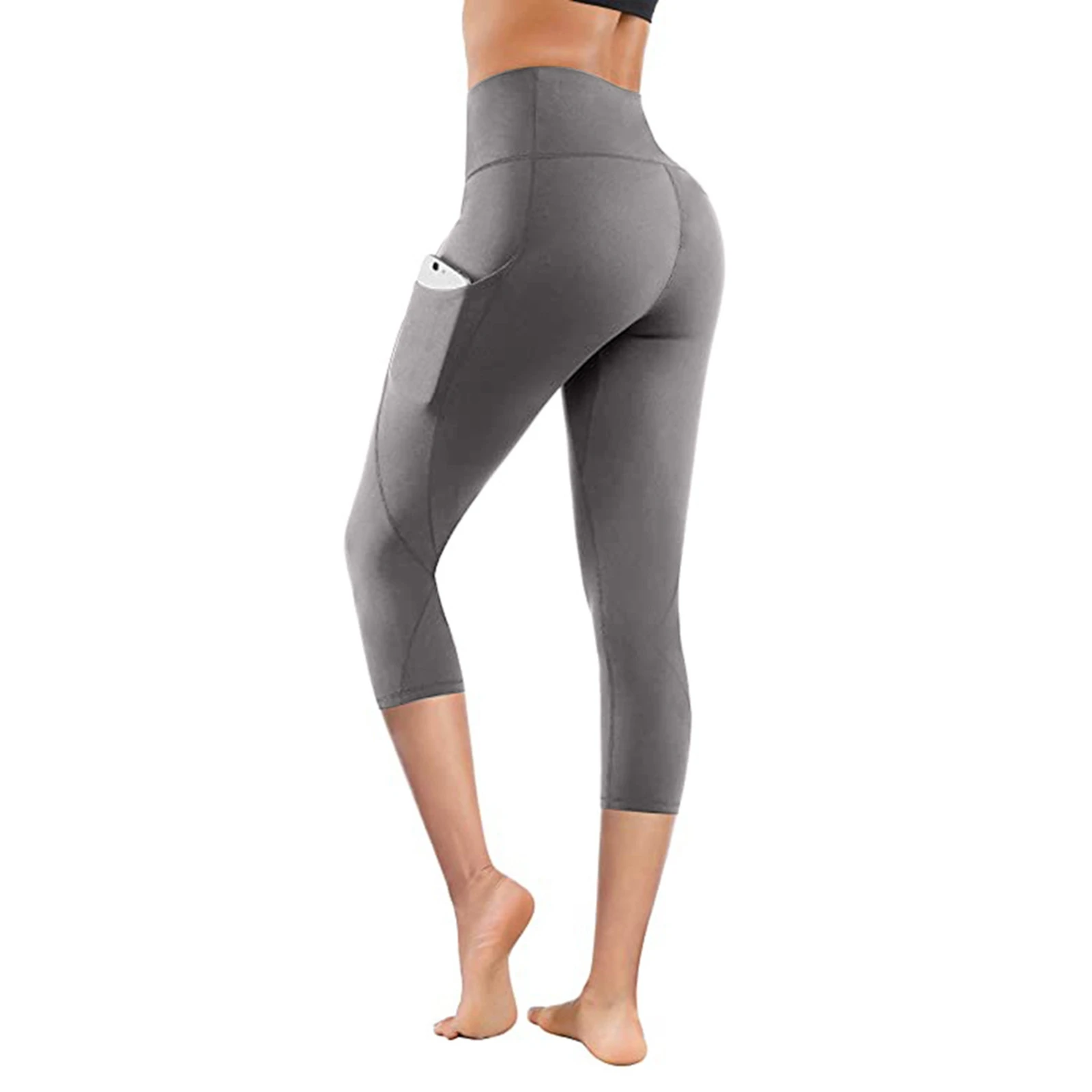 Female Yoga Pants Solid Color High 