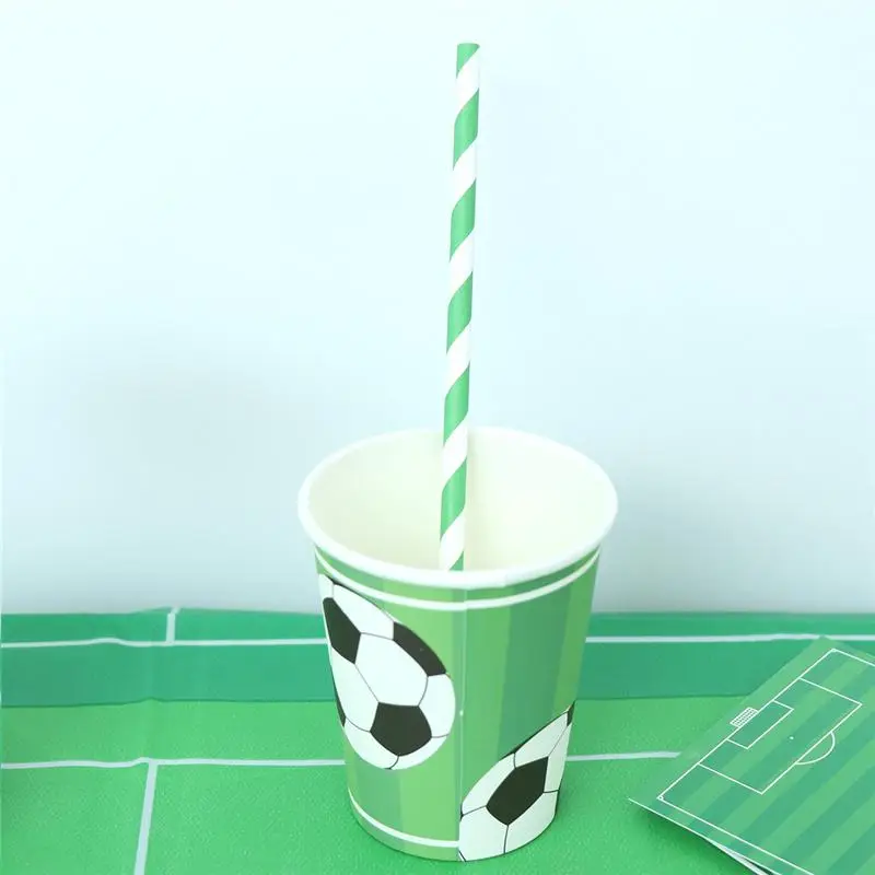  57pcs Disposable Tableware Cups Straw Invitation Card Gift Bag Football Theme Tableware - 4.00006E+12