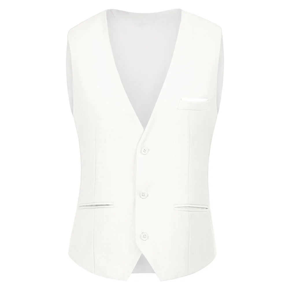 Ivory PAUL JONES мужской деловой костюм жилеты Slim Fit 3 кнопки короткое пальто в формальном стиле стильный костюм с v-образным вырезом жилет свадебное платье жилет PJAD1064 - Цвет: Ivory