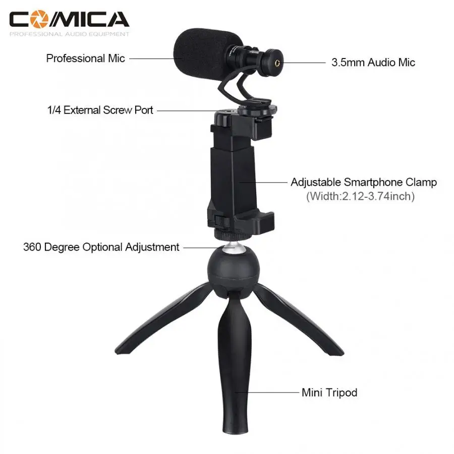 Comica караоке микрофон CVM-VM10-K2 смартфон видео Rig Filmmaker Аудио Микрофон w/мини штатив микрофон sem fio