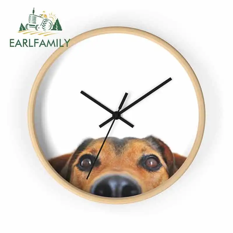 EARLFAMILY 13cm x For Dog Clock Funny Car Stickers Waterproof 3D Occlusion Scratch Suitable VAN RV SUV Vinyl Material | Автомобили и