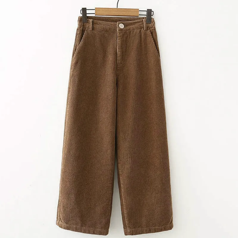 Осенне-зимние женские брюки Pantalon Femme Повседневные вельветовые прямые брюки вельветовые широкие брюки женские узкие брюки с высокой талией