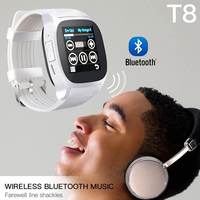 Умные часы T8 с Bluetooth, будильник, музыкальная камера, sim-карта, 2g, умные часы, мужские часы с сенсорным экраном для телефона Android, Pk A1 GT08