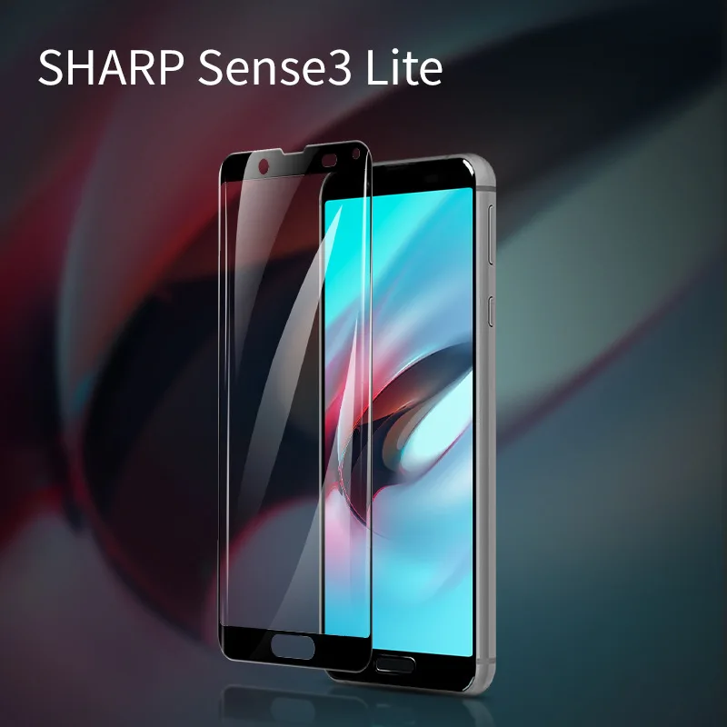 Закаленное стекло для Sharp Aquos sense 3 lite, черное 3D полное покрытие, Защитное стекло для экрана sense 3 sense3 plus